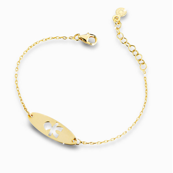 LeBebè - Bracciale PRIMEGIOIE in oro giallo con piastrina con bimbo in oro giallo traforato