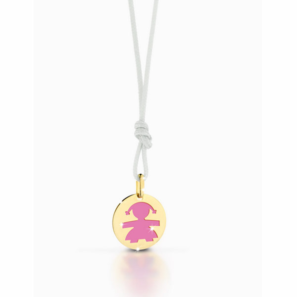 LeBebè - PRIMEGIOIE ciondolo pendente in oro giallo con bimba in smalto rosa