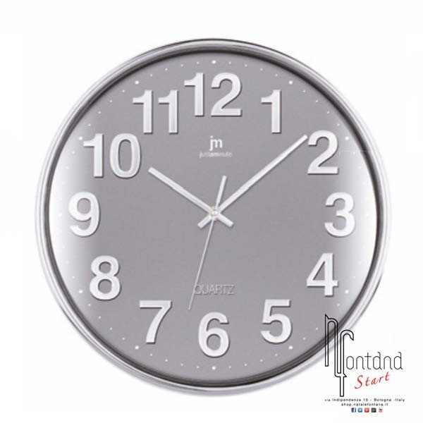Lowell Orologio da parete cromato con quadrante grigio