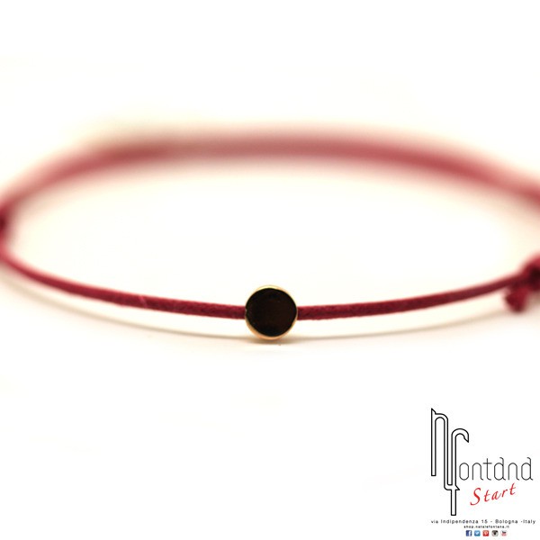 Marco Gerbella - Bracciale con cordino di cotone e cilindro passante in oro rosa