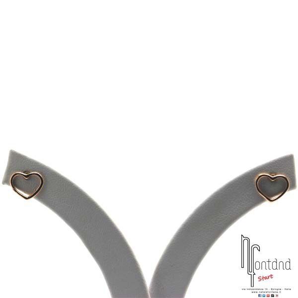 Marco Gerbella - Coppia di orecchini a lobo con cuore a filo in oro rosa - misura media