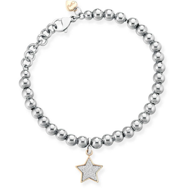 OPS!JEWELS GLITTER BALL - Bracciale boules con ciondolo STELLA in acciaio laminato e glitter