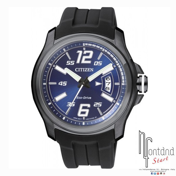Orologio Citizen Sport Eco-Drive Uomo cinturino in gomma nero/cassa acciaio con quadrante blu