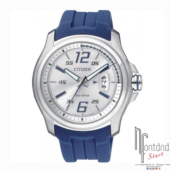 Orologio Citizen Uomo Eco-Drive cassa in acciaio/cinturino in gomma blu