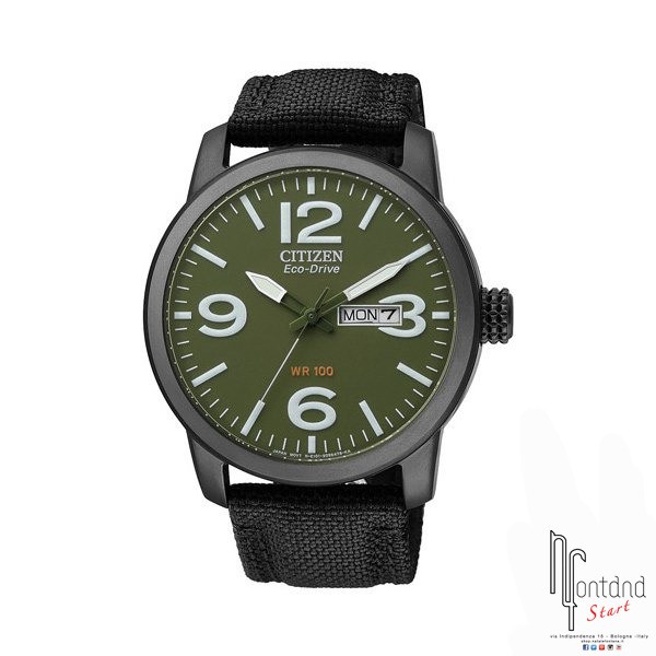 Orologio Citizen Urban Eco-Drive cassa brunita/cinturino cordura/quadrante verde