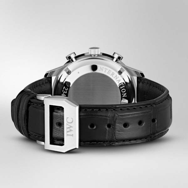Orologio IWC Portoghese Cronografo a carica automatica con quadrante nero e  cinturino in alligatore nero