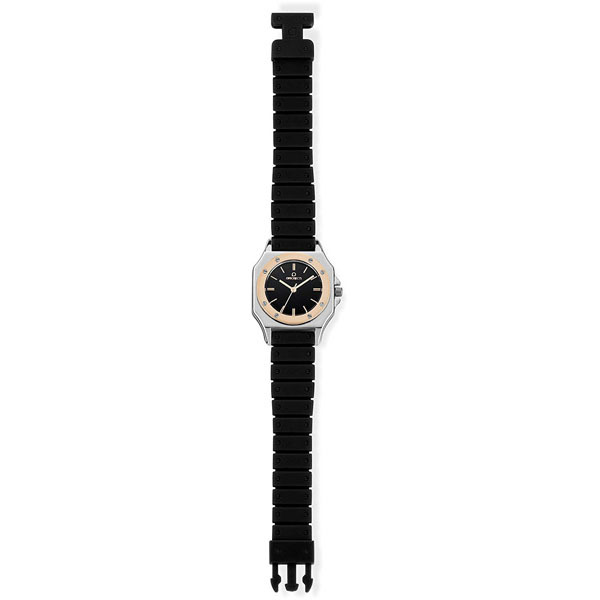 Orologio OPSOBJECTS collezione PARIS - cassa in resina argentata, lunetta rosta, cinturino in silicone nero