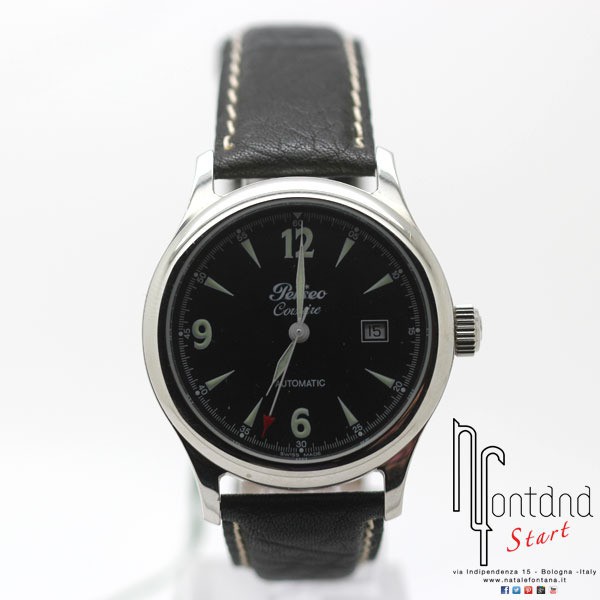 Orologio Perseo Carsaire Total Black automatico/cinturino in pelle nera/cassa in acciaio