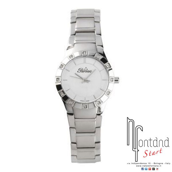 Orologio Perseo da donna in acciaio con zirconi/quadrante argentato