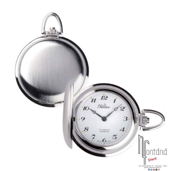 Orologio Perseo da tasca savonette con cassa in metallo satinato - diametro 42 mm