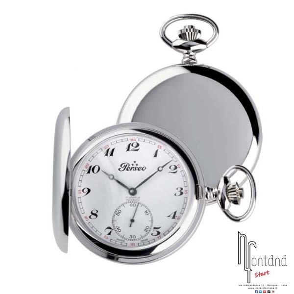 Orologio Perseo da tasca savonette con cassa in metallo liscio - diametro 50 mm