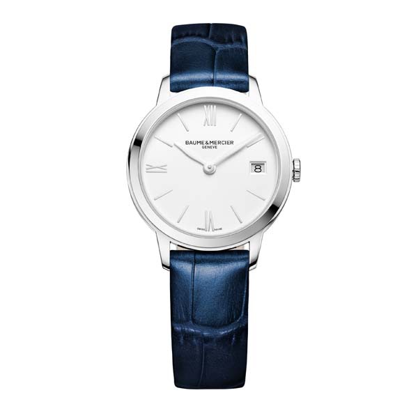 Orologio da donna Baume Mercier Classima Lady con quadrante bianco e datario