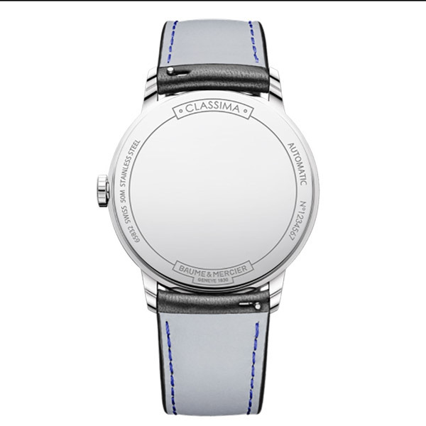 Orologio da uomo Baume&Mercier Classima con movimento automatico,quadrante nero,datario e cinturino nero