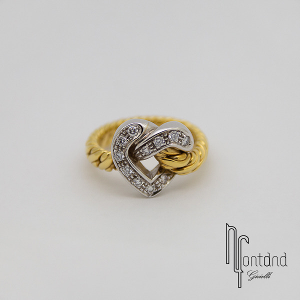 Pomellato - Anello collezione TRADIZIONALE in oro giallo e bianco con pave' di diamanti