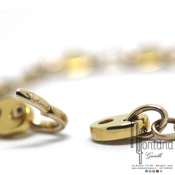 Pomellato - Bracciale in oro giallo con maglia marina mista in oro giallo e bianco