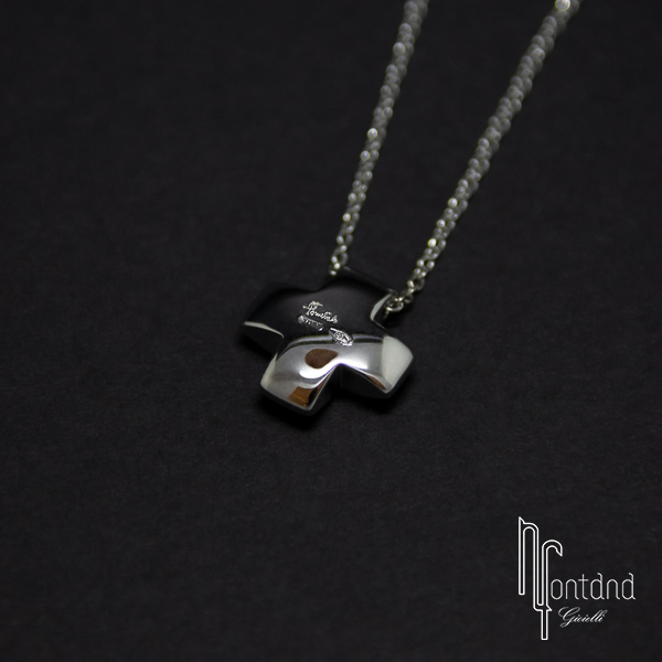 Pomellato - Collana collezione SCHEGGE in oro bianco 18kt con diamanti e zaffiri