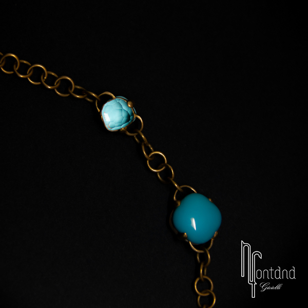 Pomellato - Collana collezione CAPRI in oro rosa 18kt, turchese e cristallo di rocca