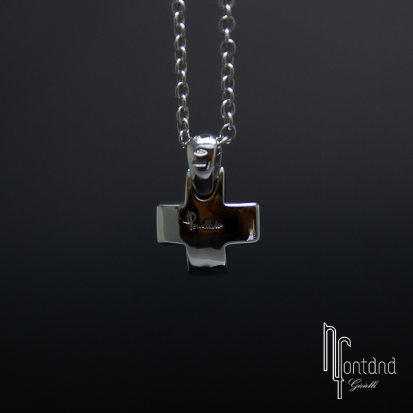 Pomellato - Collana collezione CROCE in oro bianco 18kt con diamanti