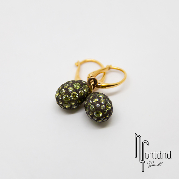 Pomellato - Orecchini collezione TABOU in oro rosa 18kt, argento e peridoti