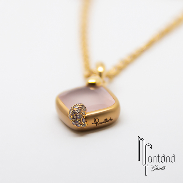 Pomellato - Ciondolo collezione RITRATTO in oro rosa 18kt con quarzo e diamanti
