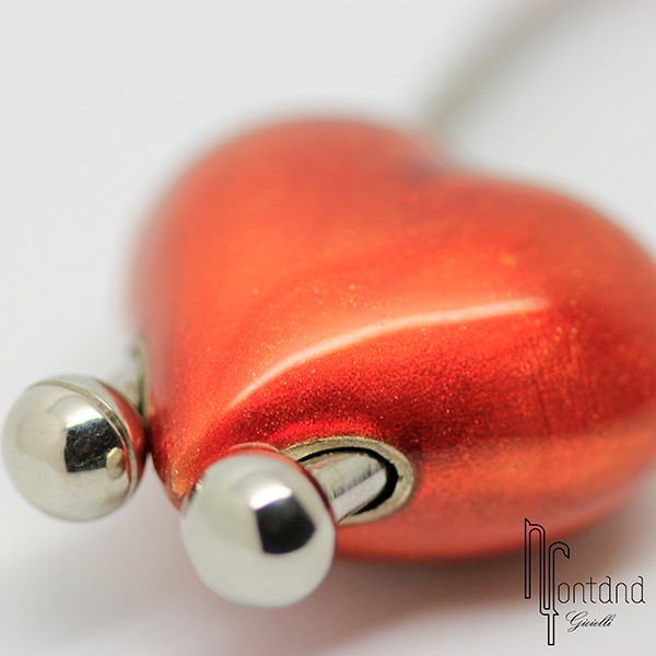 Portachiavi Cuore in argento e smalto a fuoco