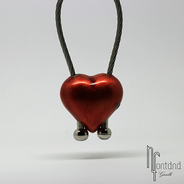 Portachiavi Cuore in argento e smalto a fuoco