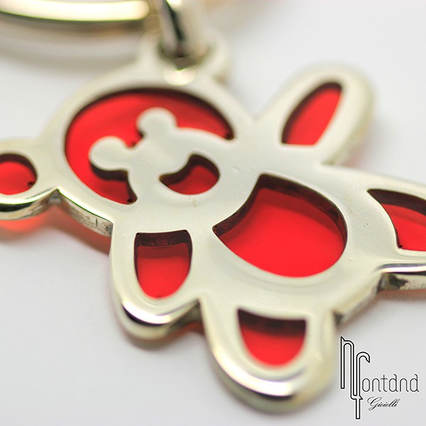 Portachiavi Orsetto in argento e vetro