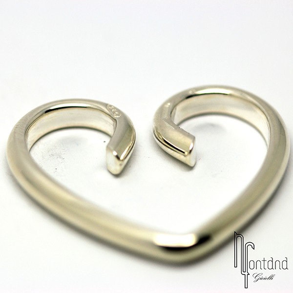 Moschettone a cuore piccolo in argento per chiavi