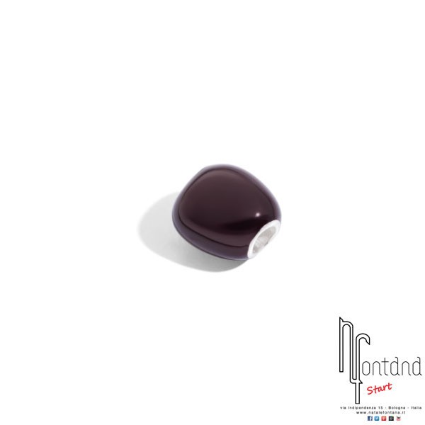 Queriot componente Sassolino Cioccolato in argento e smalto epossidico marrone