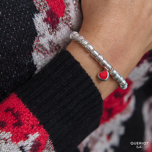 Queriot micro ciondolo Cuore Smalto rosso in argento