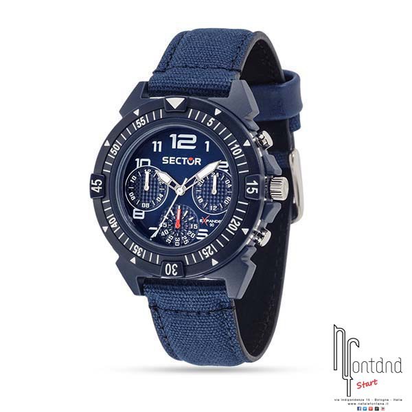 Sector Expander 90 blu con cassa in resina e cinturino in pelle e cordura - Cronografo
