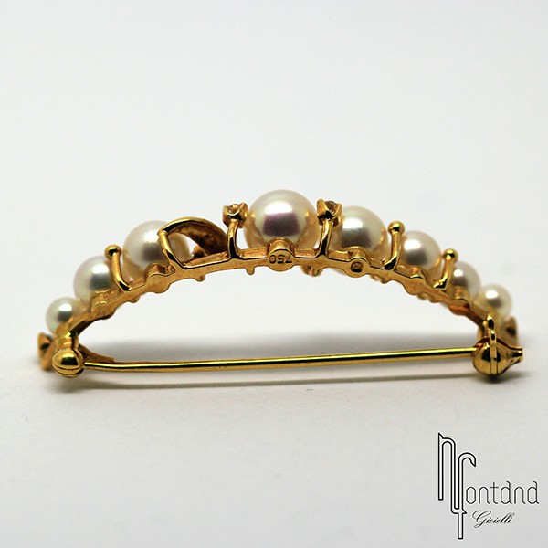 Spilla in oro giallo e perle di Broggian