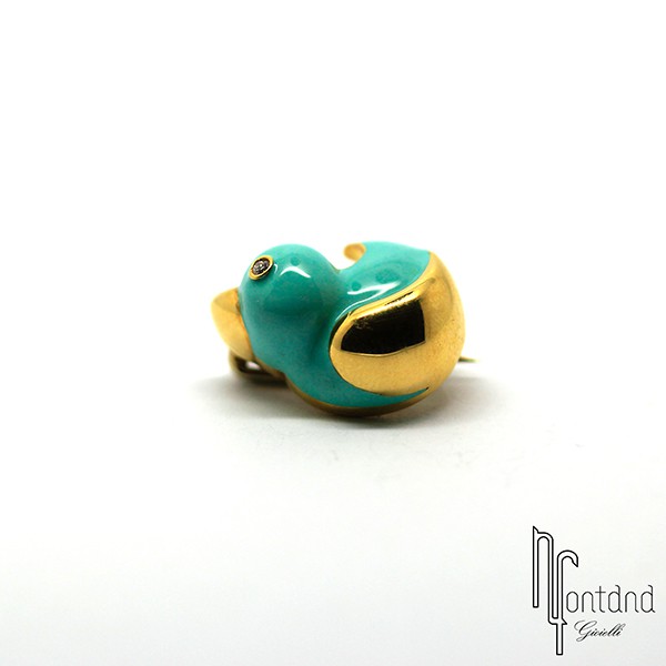 Pasquale Bruni - Spillino Passerotto in oro giallo e smalto