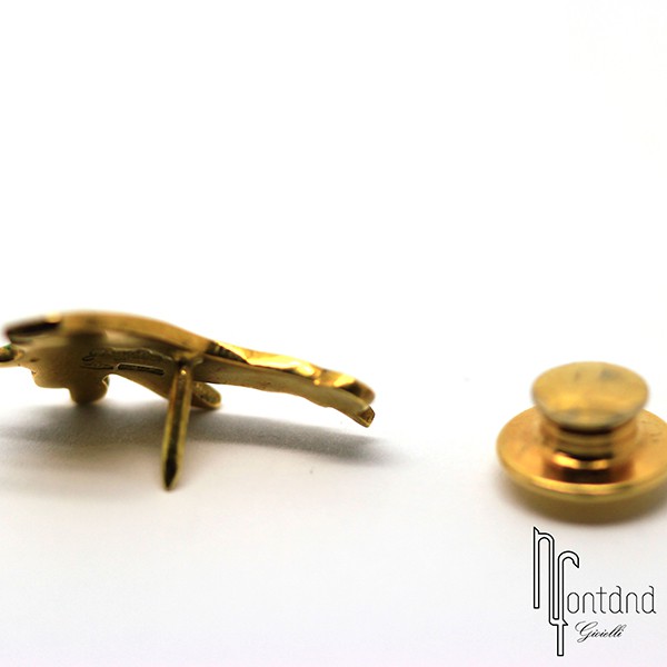 Giovepluvio - Spillino Aeroplano in oro giallo, smalto e brillante