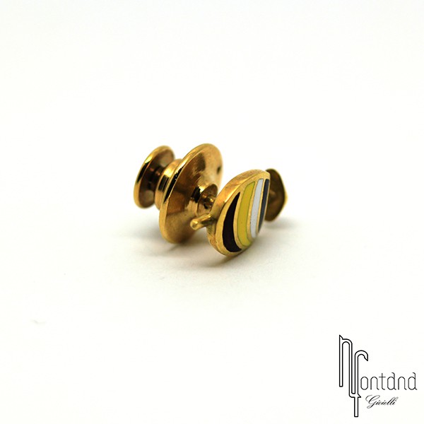 Giovepluvio - Spillino Barca a vela in oro giallo e smalto