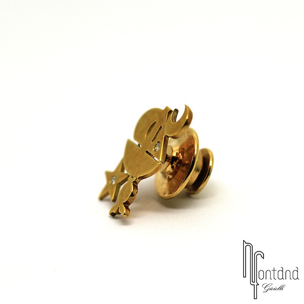 Pasquale Bruni - Spillino Barchetta notturna in oro giallo e brillantini