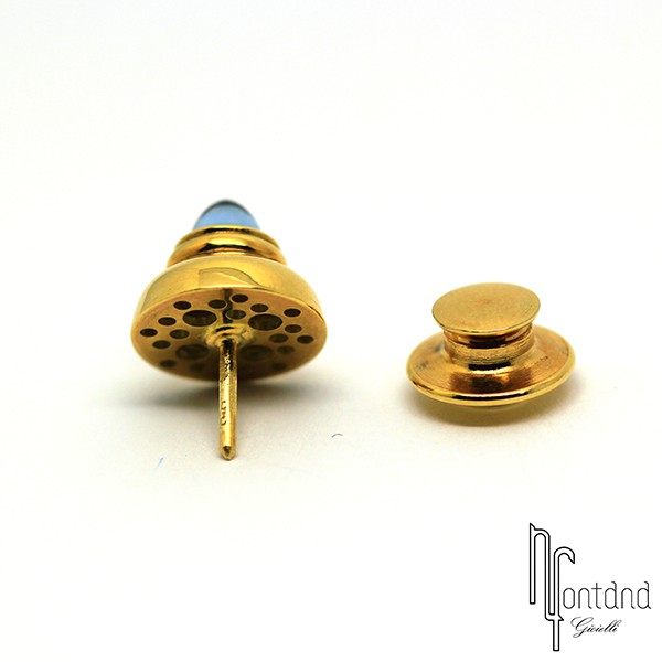 Pasquale Bruni - Spillino Bottone in oro giallo e topazio azzurro