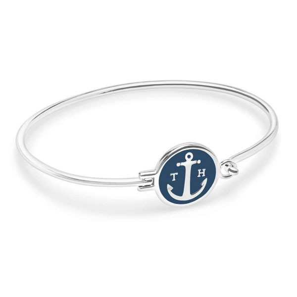 Tom Hope Sapphire Blue bracciale bangle in ottone placcato argento 925 e smalto blu zaffiro - S