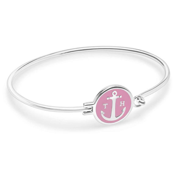 Tom Hope Sunset Pink bracciale bangle in ottone placcato argento 925 e smalto rosa - S