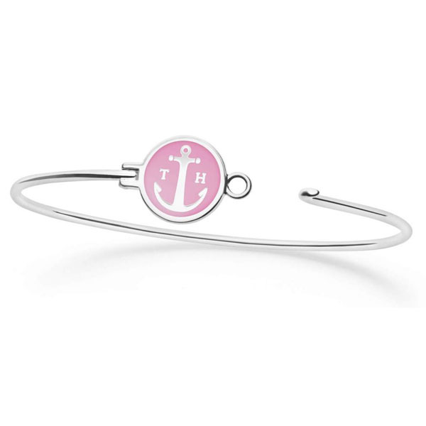 Tom Hope Sunset Pink bracciale bangle in ottone placcato argento 925 e smalto rosa - M