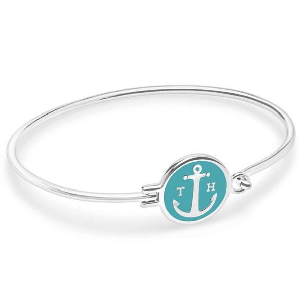 Tom Hope Venice Green bracciale bangle in ottone placcato argento 925 e smalto verde acqua - S